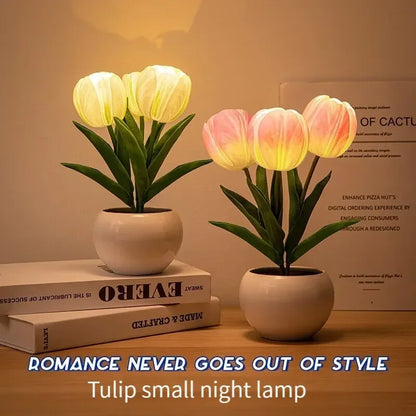 3Tulips Table Lamp LED Simulation Flower Bedside Lamp Bouquet Bedroom Bedside Romantic Atmosphere Birthday Gift Home Decoration