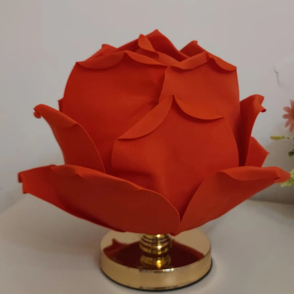 Rose Desk Lamp Novelty Light Decorative Girls Bedroom Lotus Mood Lamps Small Atmosphere Lights with Shade Rooms Decorations