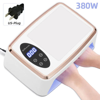 NEW 90LEDS UV LED Lamp For Nail Manicure 380W Professional Gel Polish Drying Lamps With Hand Pillow Wear High-power Nail Dryer
