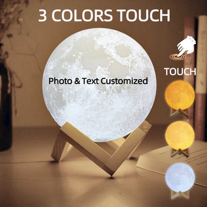 Customized 3D Print Moon Lamp Personalized Photo & Text Night Light USB Lunar Lamp Birthday Mother's Day Gift for Family Couple