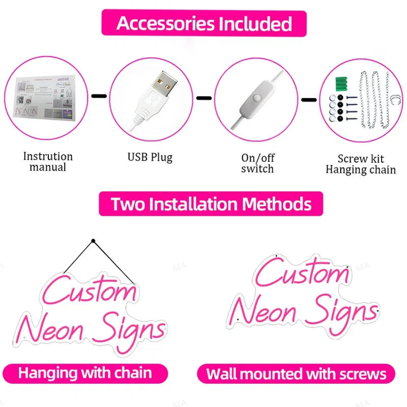 Custom LED Neon Signs, Personalized Letter Light Wall Decor for Weddings, Birthdays, Bedrooms, Game Rooms, Bars & Beauty Studios