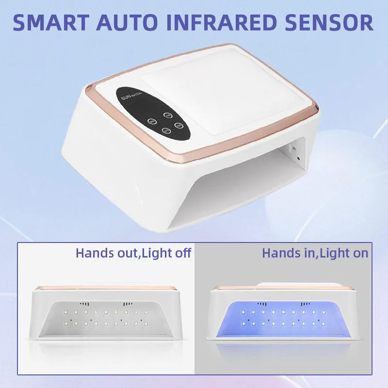NEW 90LEDS UV LED Lamp For Nail Manicure 380W Professional Gel Polish Drying Lamps With Hand Pillow Wear High-power Nail Dryer