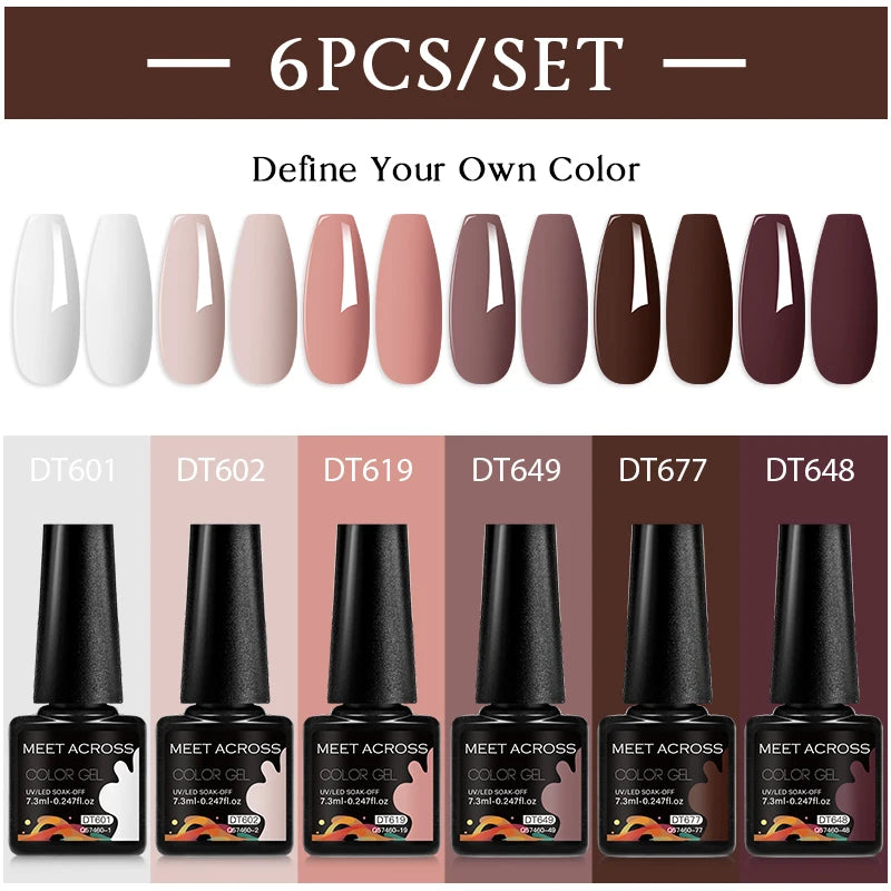 6pcs Gel Nail Polish Set HEMA TPO FREE Semi Permanent Soak Off UV Gel Varnish Nail Art Decoration Summer Nails DIY Nail Supplies