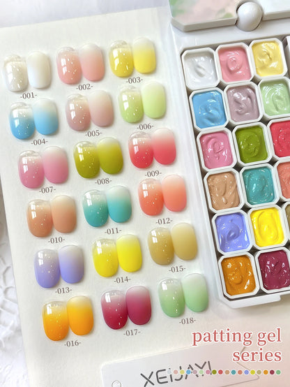 XEIJAYI 18 Color Gel Patting Gel Fashion High Saturation Gloss Nail Gel UV/LED Nail DIY Essential Female Holiday Gift