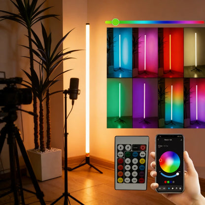 120CM LED RGB Floor Lamp Bar, Sound Pickup Ambient Light, Corner Wall Light for Bedroom, E-Sports Room Live Atmosphere Lamp