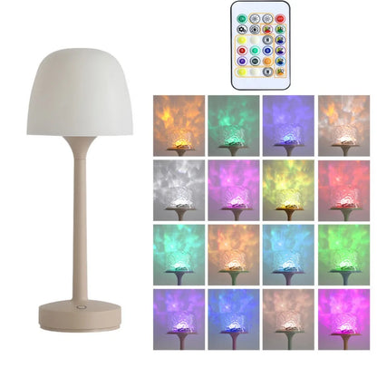 High Footed LED Atmosphere Desk Lamp Water Ripple Romantic Projection Night Light Non-slip Bottom RGB Color Changing