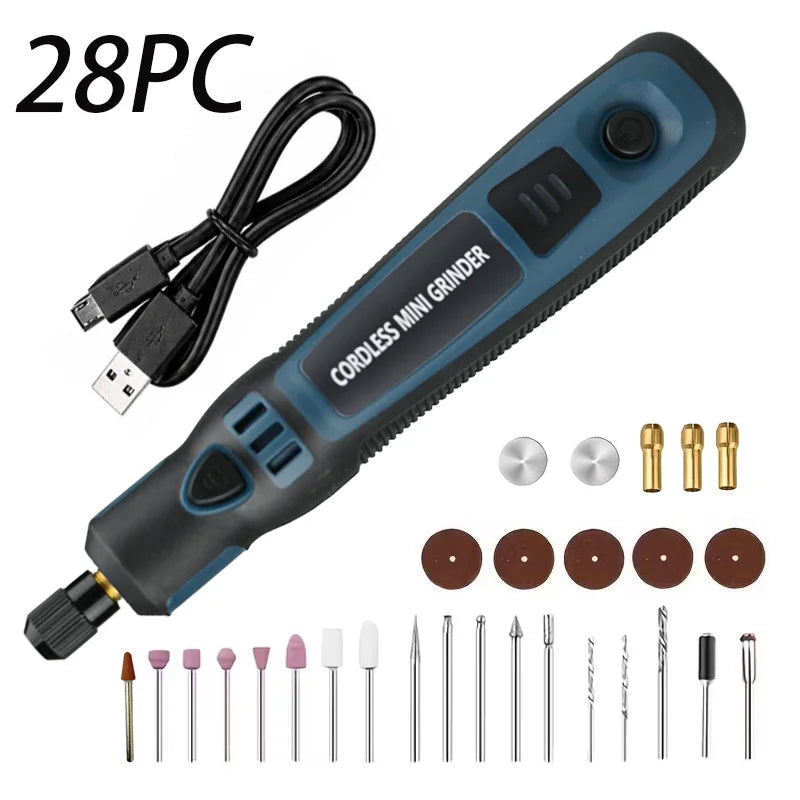 Cordless Mini Grinder Pen, 3-Speed Control Rotary Tool with 700mAh Battery, Compact & Portable for Grinding, Polishing & Engravi
