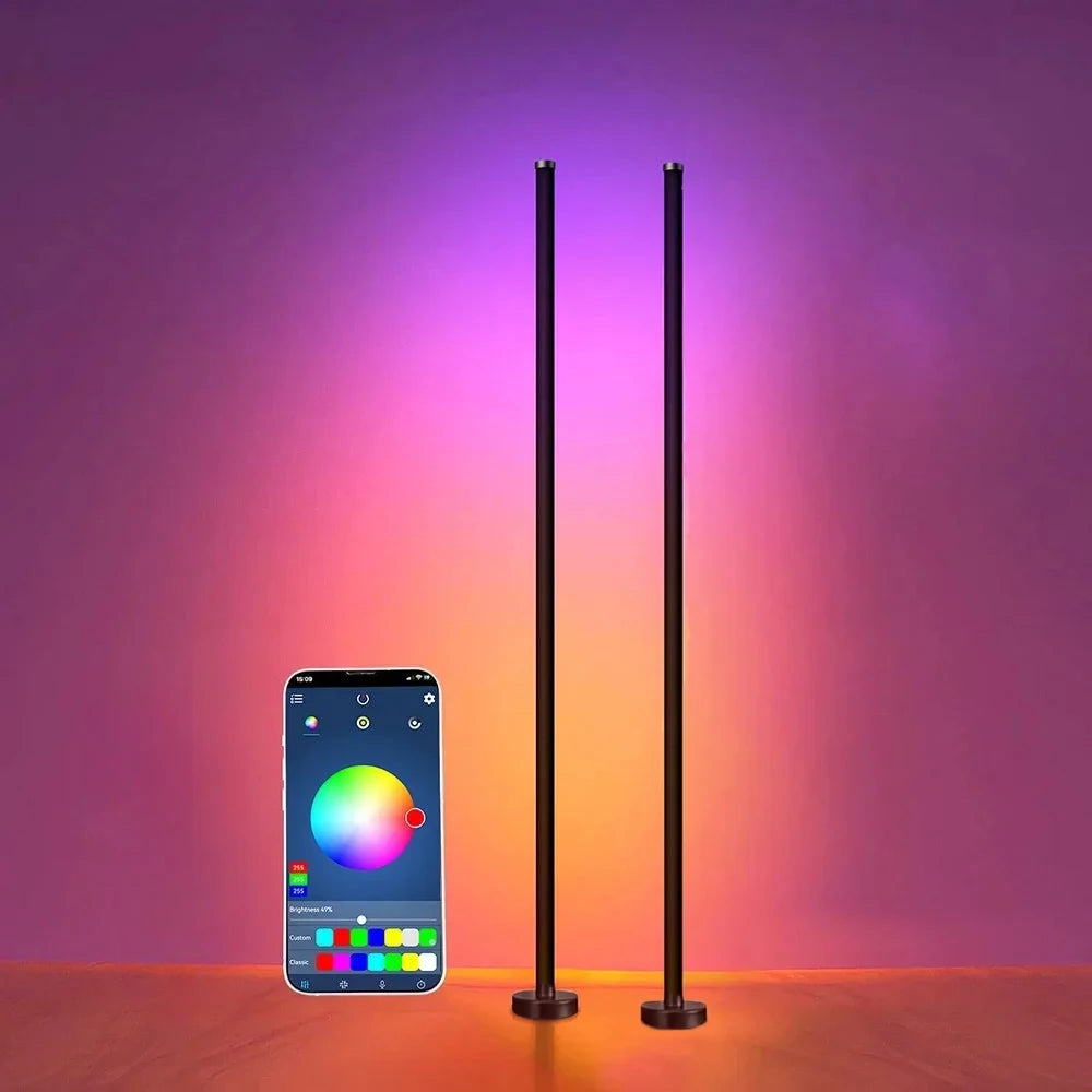 Smart LED Floor Lamp RGB Remote & APP Control Music Sync Corner Lighting Timer Modern Mood Standing Lamp for Living Room Gaming