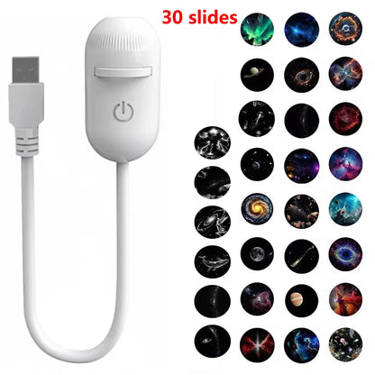 36 Slides Rotatable Galaxy Starry Sky Projector Portable Car Home Decor 2-in-1 Wiring-free Led Atmosphere Lamp Kids Adult Gifts