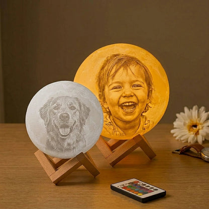 Customized 3D Print Moon Lamp Personalized Photo & Text Night Light USB Lunar Lamp Birthday Mother's Day Gift for Family Couple