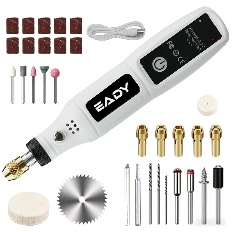 Mini Electric Drill USB Rechargeable Cordless Engraving Pen Dremel Tools Rotary Tool Cordless Hand Drill Mini Polisher for Hand